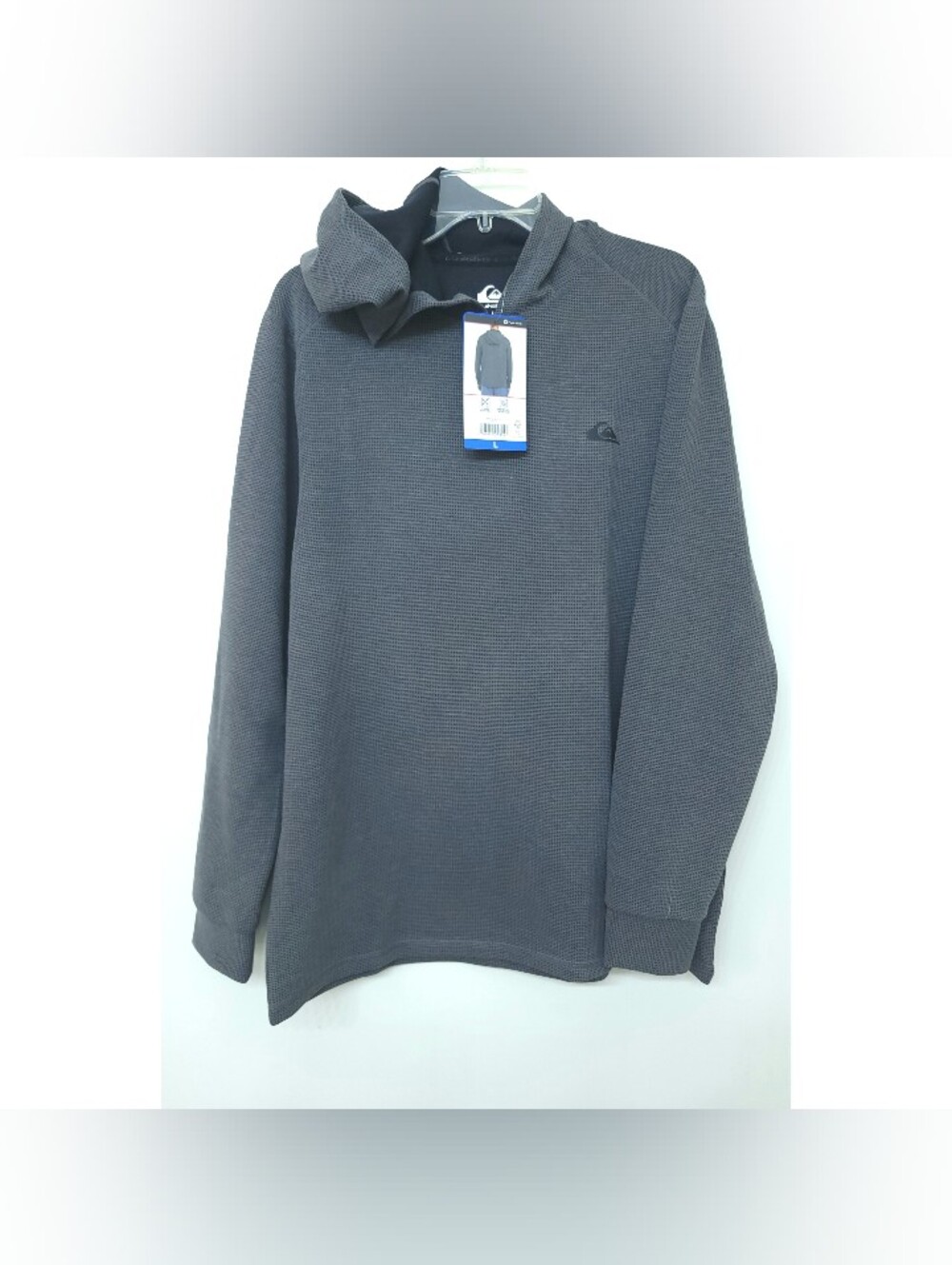 Quiksilver Men's L Gray Pullover Hoodie Regular Fit 4-Way Stretch 185717 New